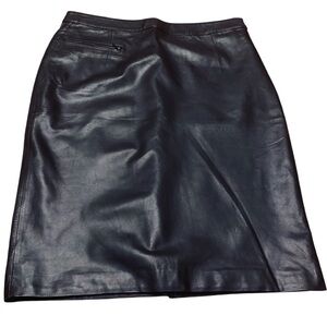 Black leather pencil skirt